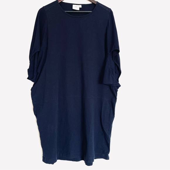 ELK the Label Tulip Sleeve Navy Blue Dress Organic Cotton Size 12 - Picture 8 of 9